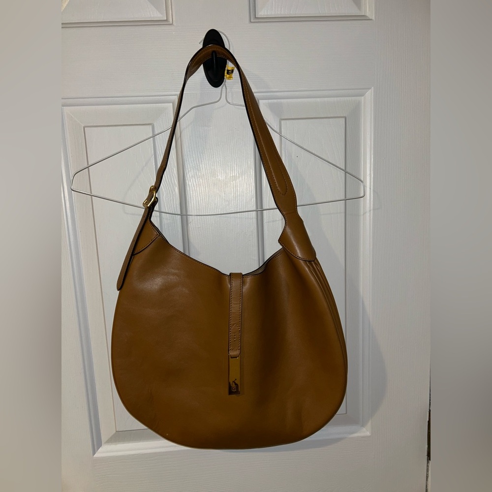 Ralph Lauren Cognac Leather Hobo Shoulder Bag - Picture 4 of 9